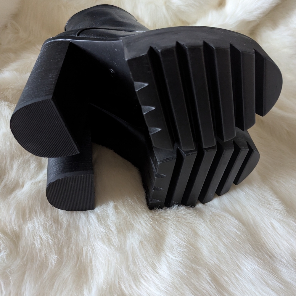 NEW Lamoda x Dollskill ASOS O-Ring Platform Zippered Heeled Boots Black Size 10 - Picture 7 of 12